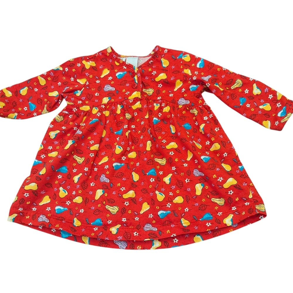 Hannah Andersson‎ Skater Girl Long Sleeve Cotton Dress With Colorful Fruit Print